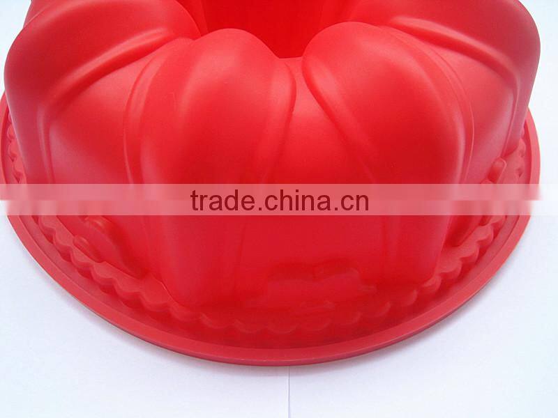 FDA food grade microwave safe non stick big deep fluted bundt pumpkin bpa free large round silicone flan cake mould
