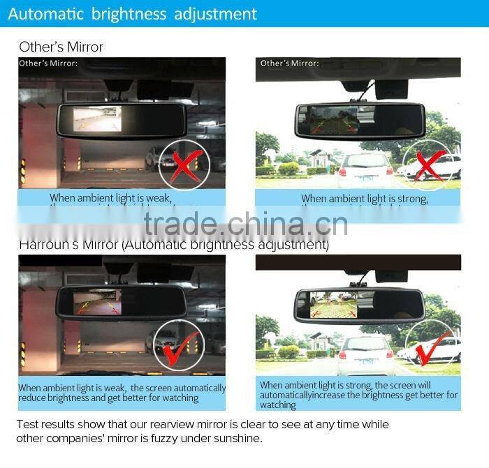 4.3 inch car rearview mirror auto-dimming monitor rear mirror with camera parking sensor