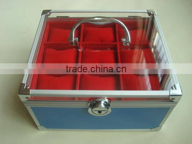 Leather watch case,wholesale watch case with fiber inner,aluminum 100 watch case