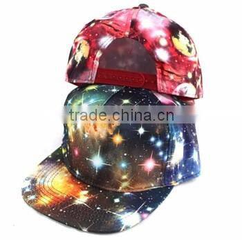 Custom 6 Panel Galaxy Pattern Hip Hop Print Snapback Hat
