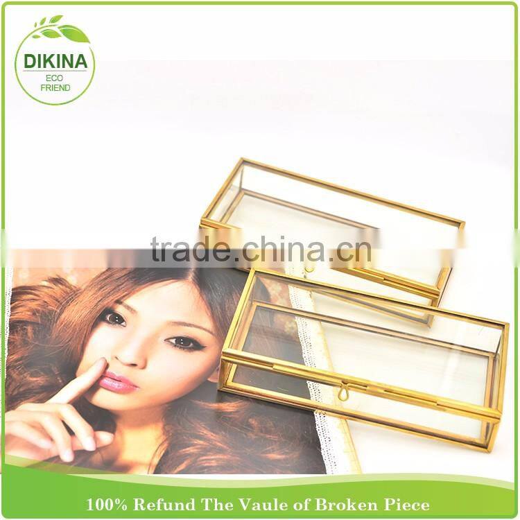 Small Brass Bound Glass case - Trinkets Precious Things Display Crafts photo USB jewelry packing custom magnetic box with lock