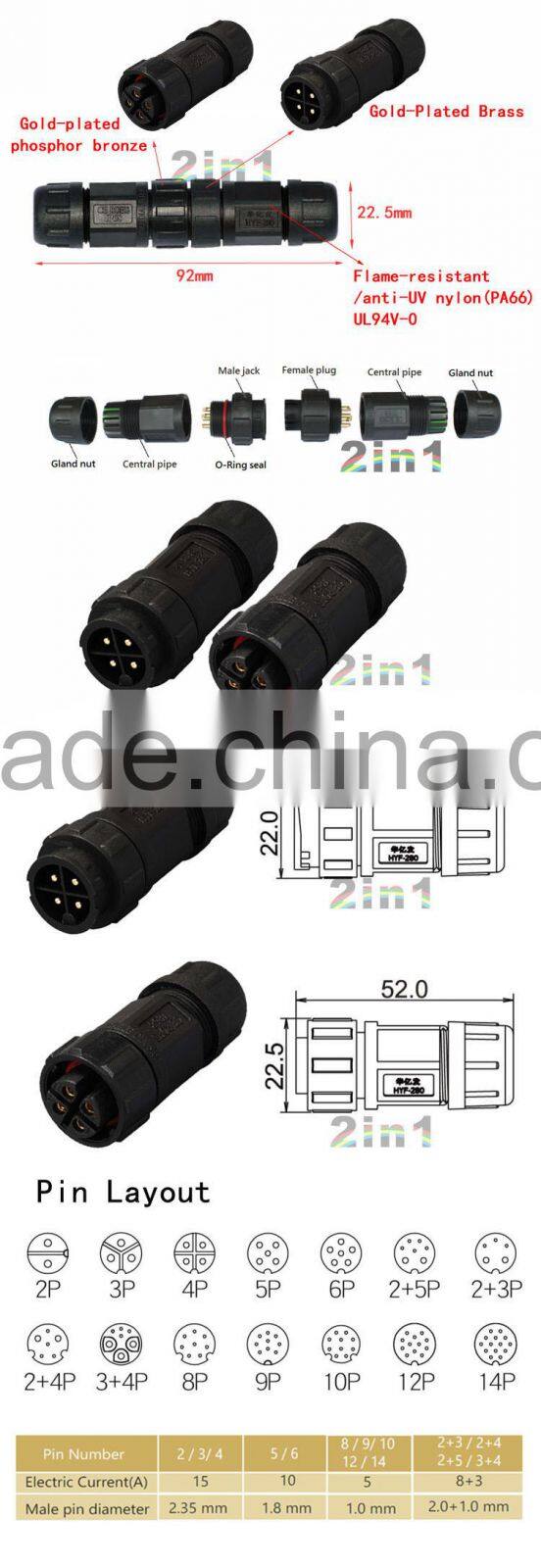 SK19-4P IP67 Soldering Electric Cable Wire Waterproof Connector