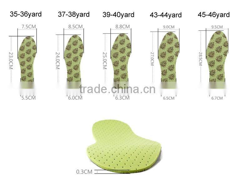 3mm foam latex anti-odor insoles green rubber anti-sweat shoe insoles