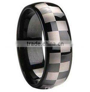 men's tungsten ring laser flower or lucy , Black IP tungsten carbide ring, Tungsten ring for men,Charm accessory