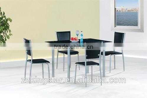 New design Tempered Glass with PU chairs furniture