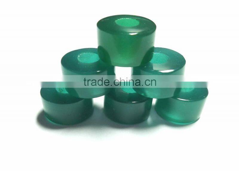 AAA Green Color Quartz Fancy Smooth Handmade Big Hole Tyre Beads