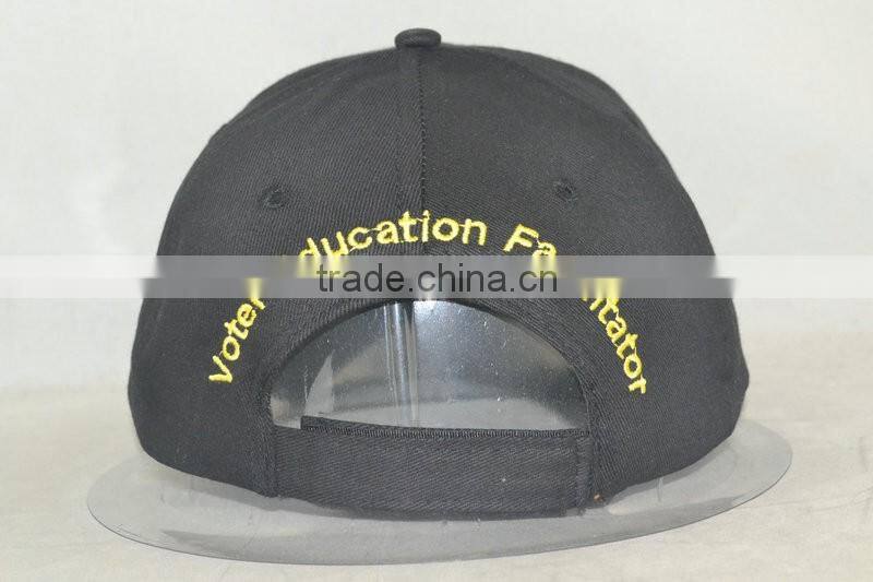 Guangzhou hat factory professional custom / 100% cotton /6 panel / embroidery logo/black baseball cap