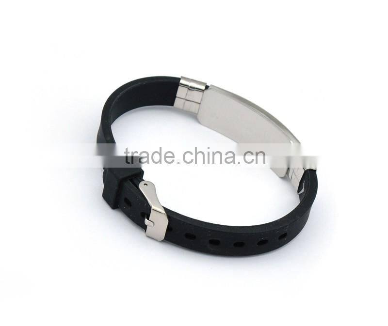 Popular Laser lettering bracelet stainless steel religious bangle black silicone bracelet