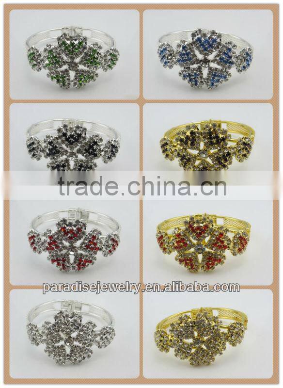 Heart shape design handmade rhinestone alloy cuff bracelet&bangle -SB0010