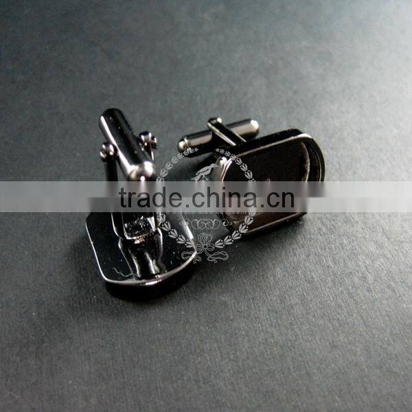 13x18mm setting size steam punk watch movement gun black DIY base tray French cufflink supplies cuff link findings 1500031