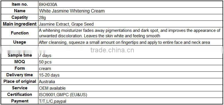 Private Label White Jasmine Face Whtiening Cream