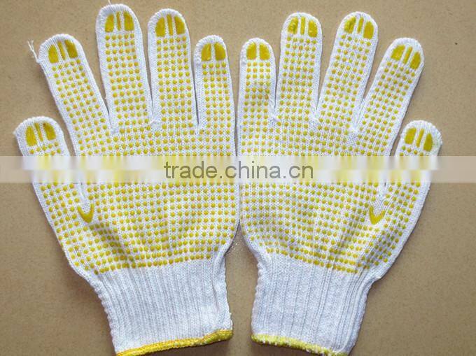 BSSAFETY 10 or 13 gauge cotton yarn knitting with pvc dotted gloves