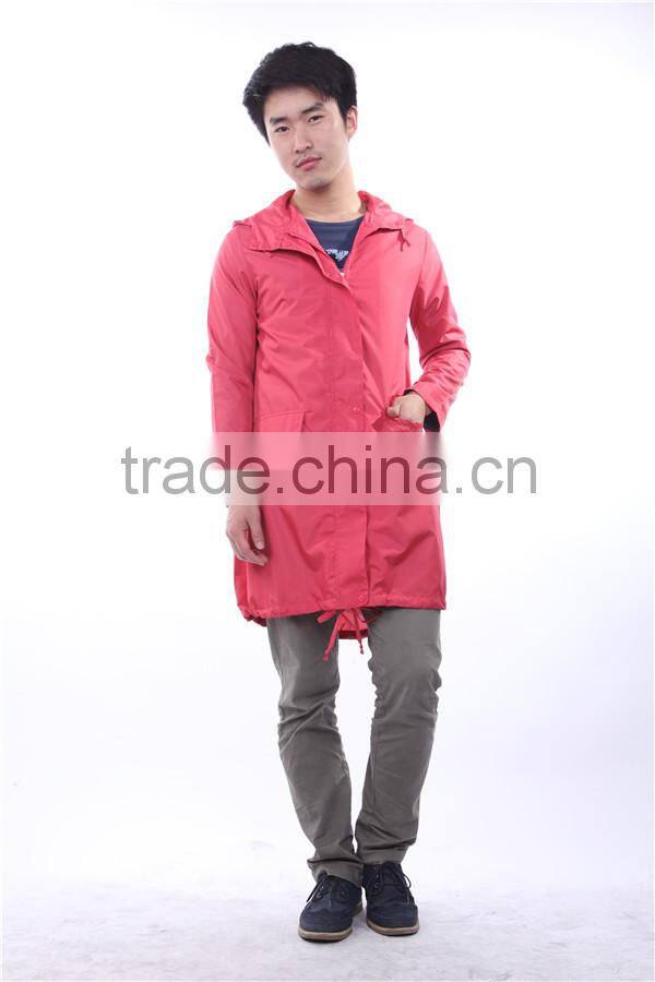 long red pvc raincoat for men