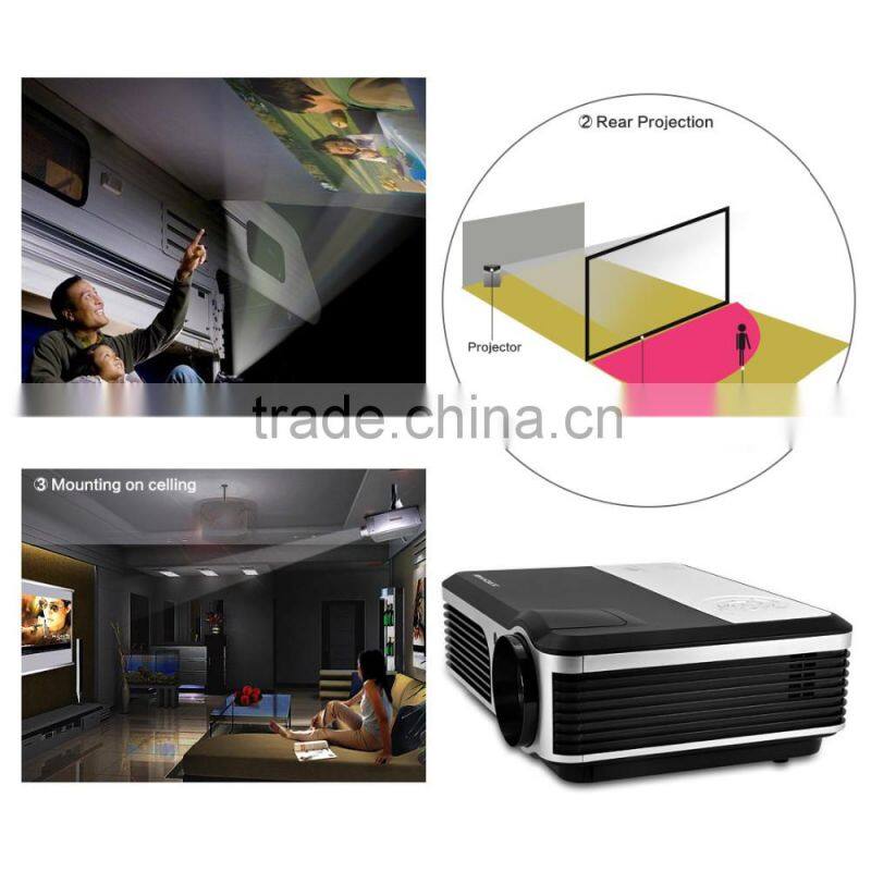 Caiwei A5 Wireless 2600 Lumens Portable WIFI Black Projector with USB Port