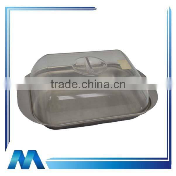 unique satin stainless steel oval butter dish