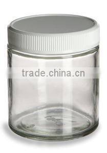 Straight Sided Clear Glass Jar 4 oz(120ml) w/ Std White Lid