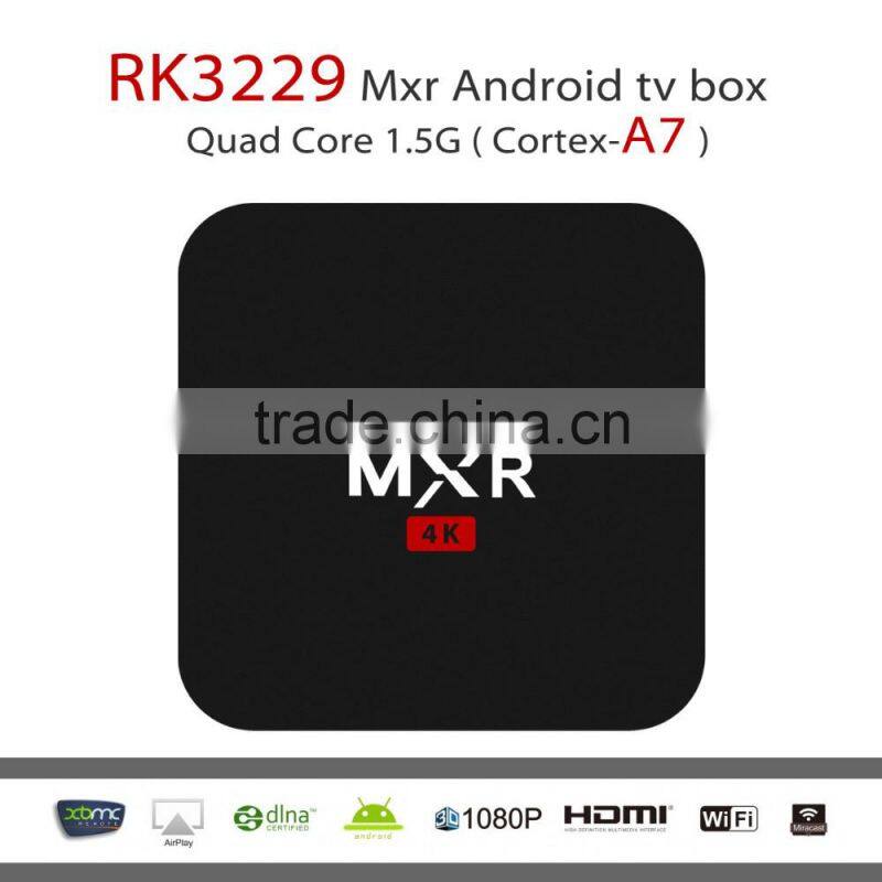 2016 Newest RK3229 MXR Smart Android tv box Quad Core 1G/8G TV Box Support 4K*2K H.265 HDMI 2.0