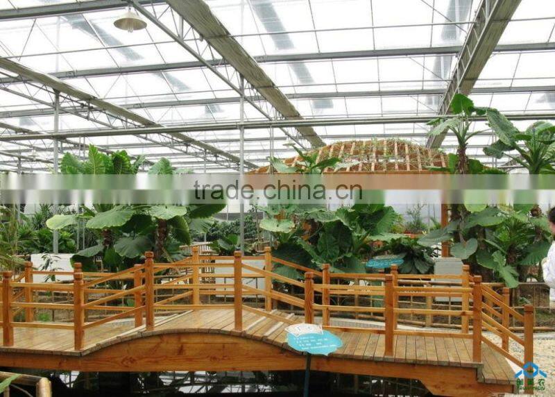 Horticulture Construction High Glass Covered Commercial Greenhouse For Entertainment