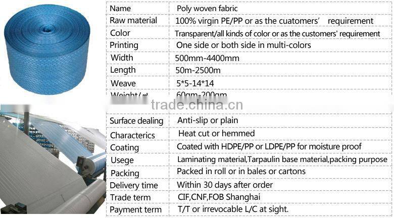 virgin raw material polypropylene woven fabric