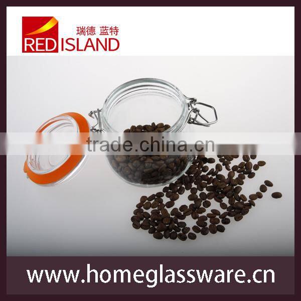 wholesale 500ml clear flip lid food storage jar with swing top