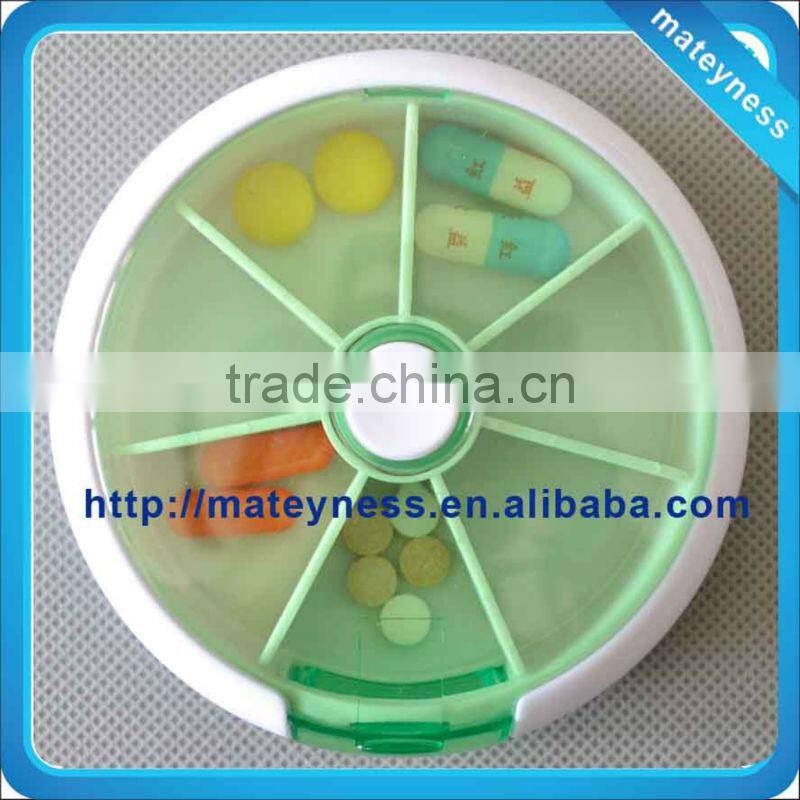 OEM Plastic Promotional Round Rotating 7 Day Pill Box