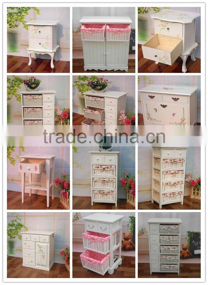 2015 hot sale French antique living room furniture white color wooden cabinet