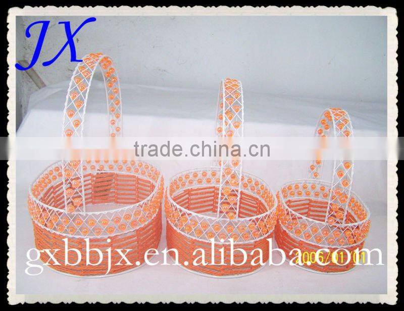 paper rope beads hanging adorn article basket with handle