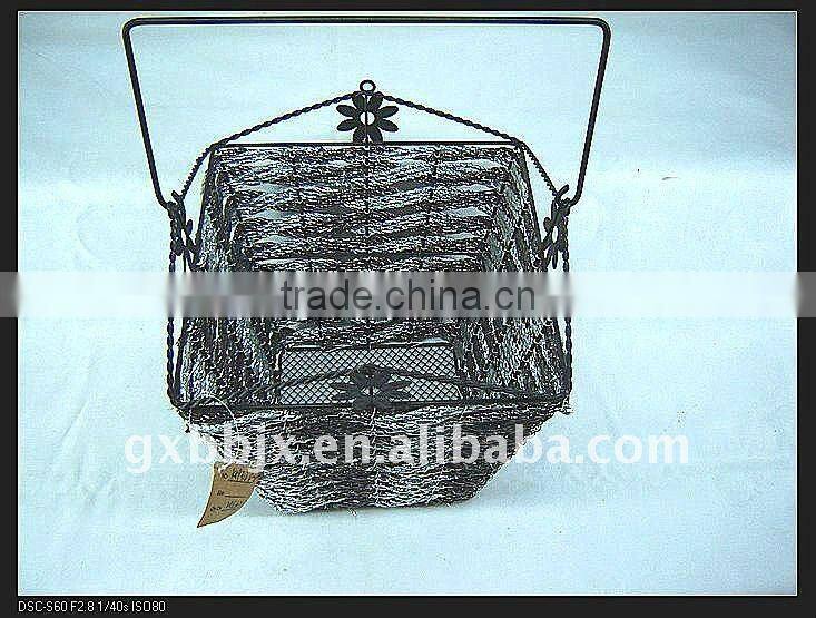 Paper rope wire square hanging storage scrap baskets