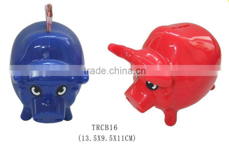 Different colors plastic bull shape coin bank/money box