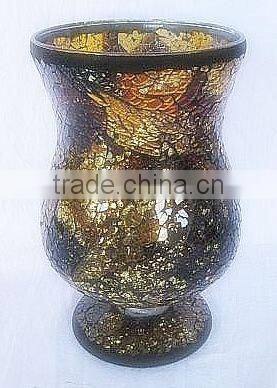Golden Amber Art Crackle Glass Antique Chinese Teal Mosaic Mercury Glass Vases Wholesale