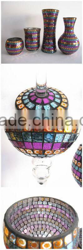 Elegant Style Colored Mosaic Unique Cheap Glass Vases