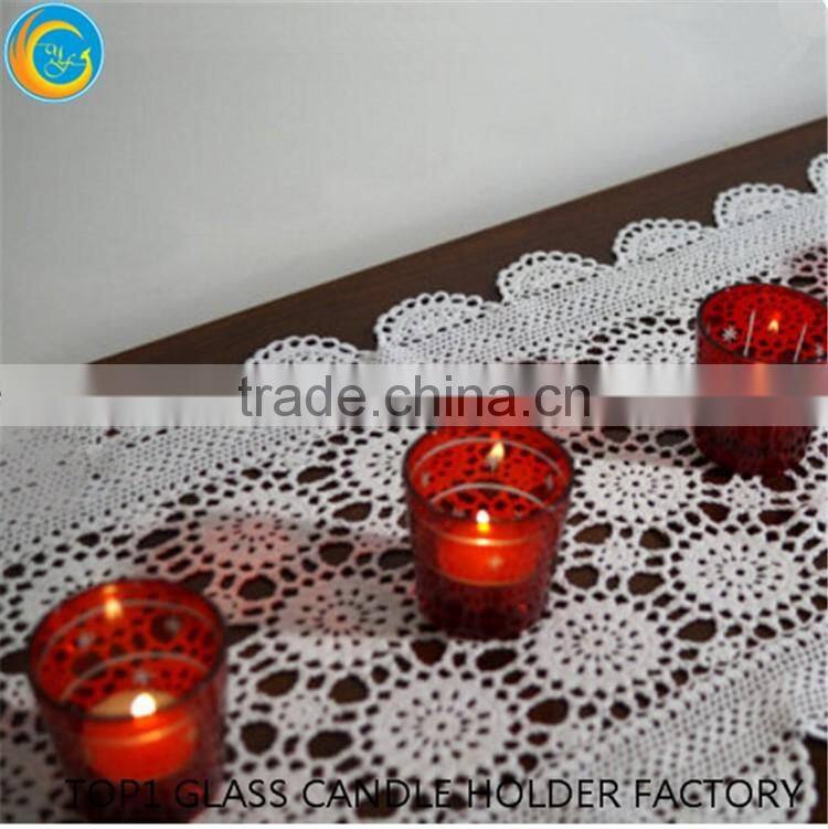 Red glass tea light holde