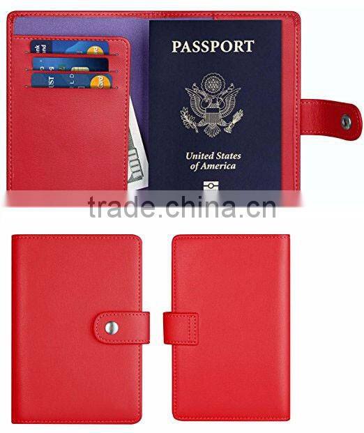 Customized Personalized black grain leather passport holder with card slot