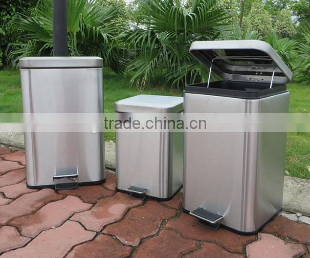 3 liters-30 liters stainless steel foot pedal garbage bin sqaure pedal bin waste bin