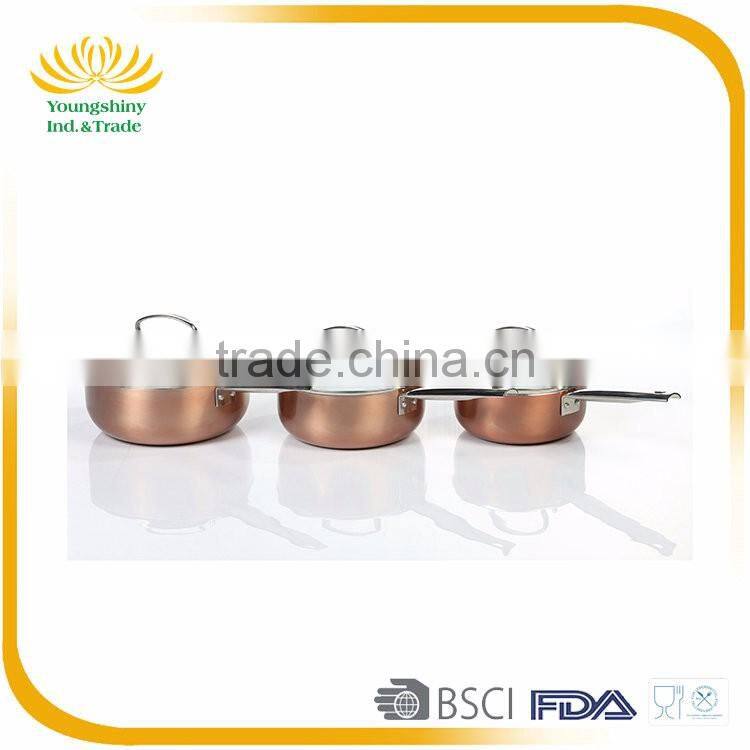 3PCS pot cooking cookware set with white ceramic coating