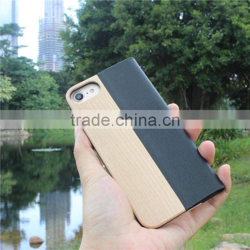 Classical Chinese walnut/bamboo/rosewood/cherry card bumper/pocket cell phone case for Iphone 7
