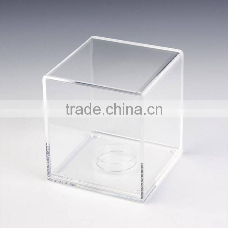 Cheap transparent acrylic display case with wood base