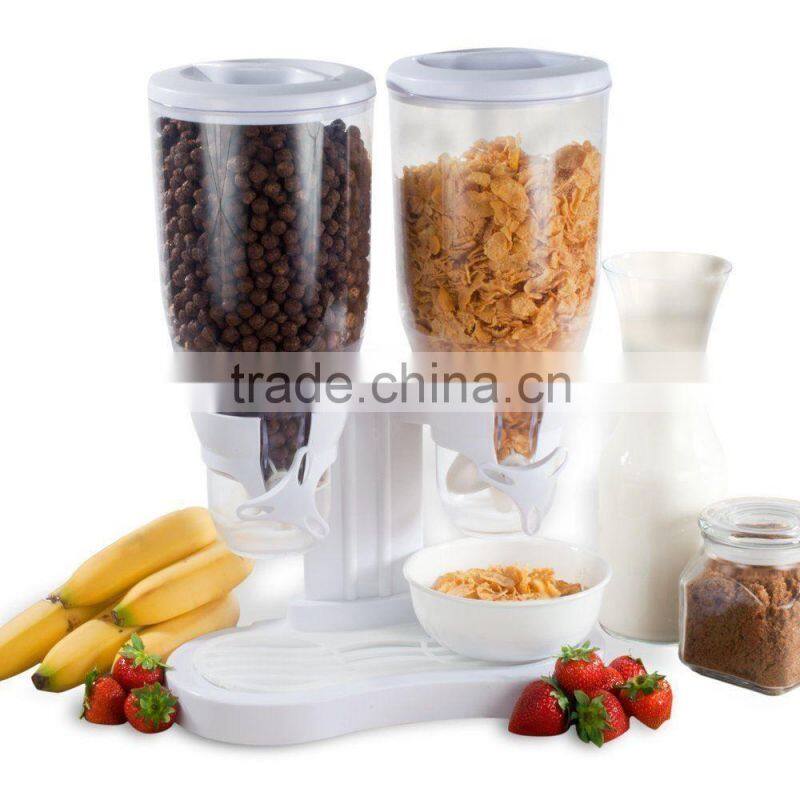 Double Dry Food Dispenser Kitchen Storage Container Cereal Snack