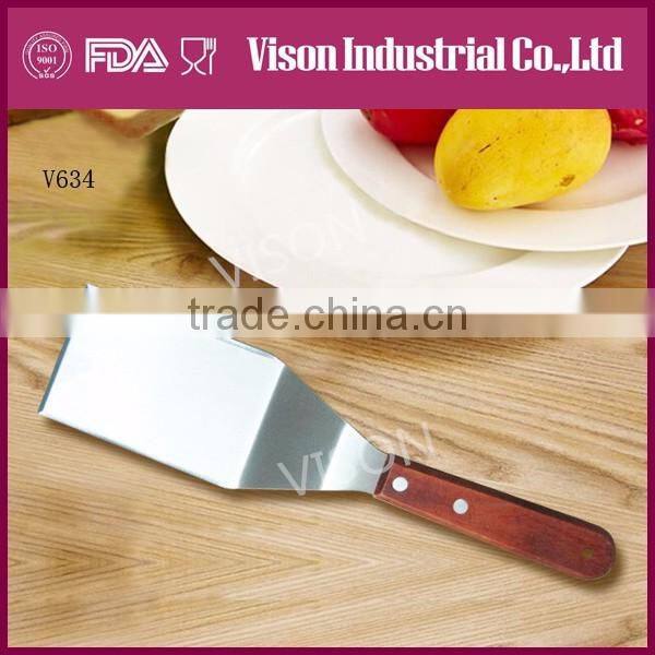 Professional Hot Sale Stainless Steel Cheese Cutter Pizza Slotted Spatula(v636)