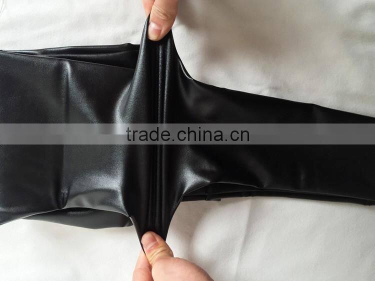 Autumn Womens PU Leather Pants High Elastic Waist Leggings Not Crack Slim Leather Leggings Fleece Trousers Women Plus Size