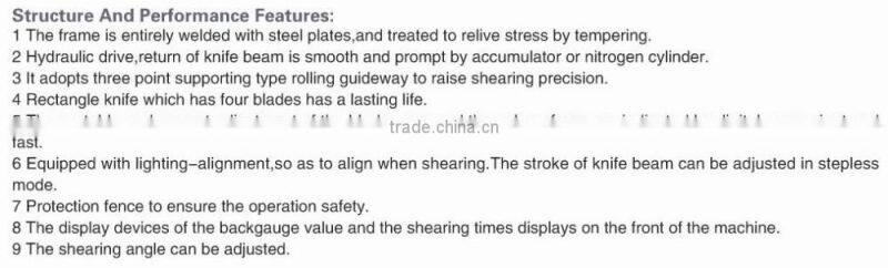 QC11Y Hydraulic Gullotine Shear model from 4x2000 to 25x3200mm
