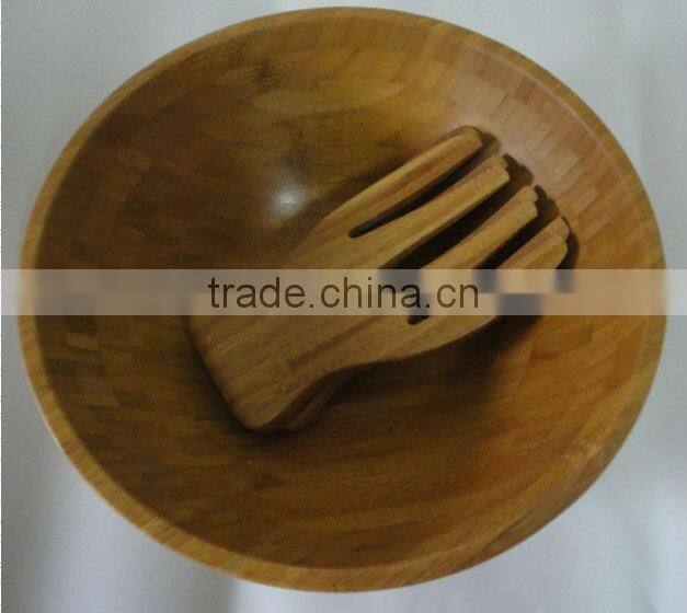 Good Selling Bamboo salad bowl with salad servers