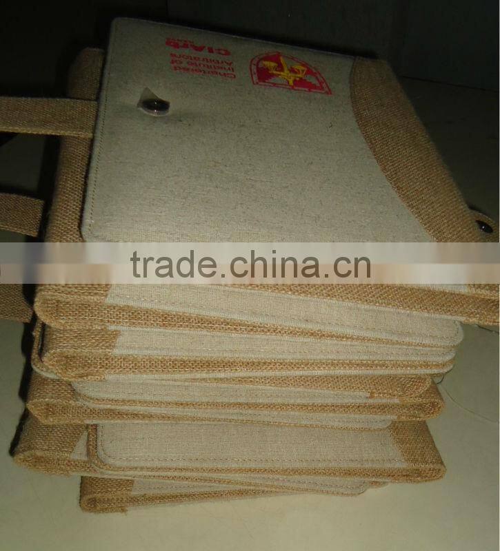 Conference folder - made from eco fabric Juco & Jute - Hiquality organizer
