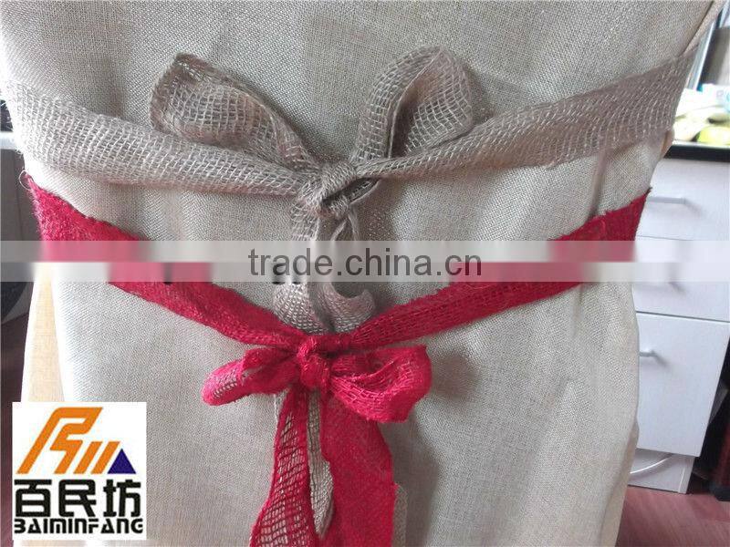 nature burlap jute fabric sashes chair bows natural color