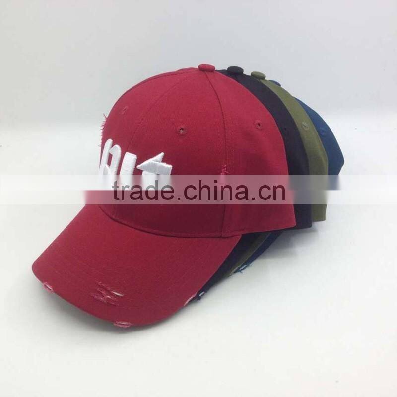100%Cotton Distressed Baseball Cap Custom Color And Logo