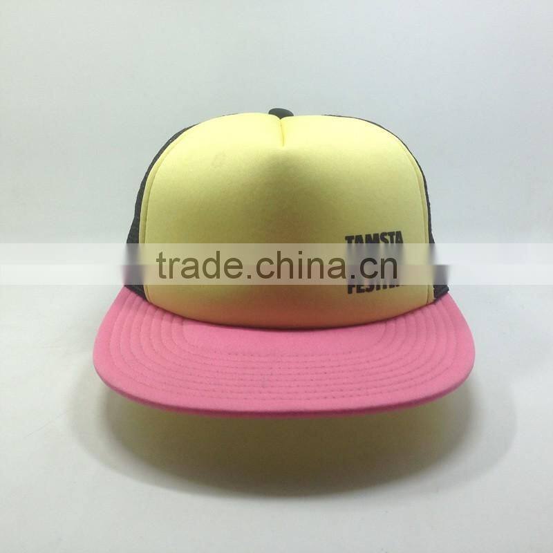 Custom Trucker Style Snapback Caps Sponge Mesh Cap With Printed