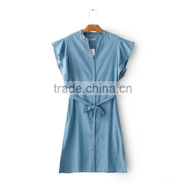 China ready goods wholesale latest design tencel casual denim dress