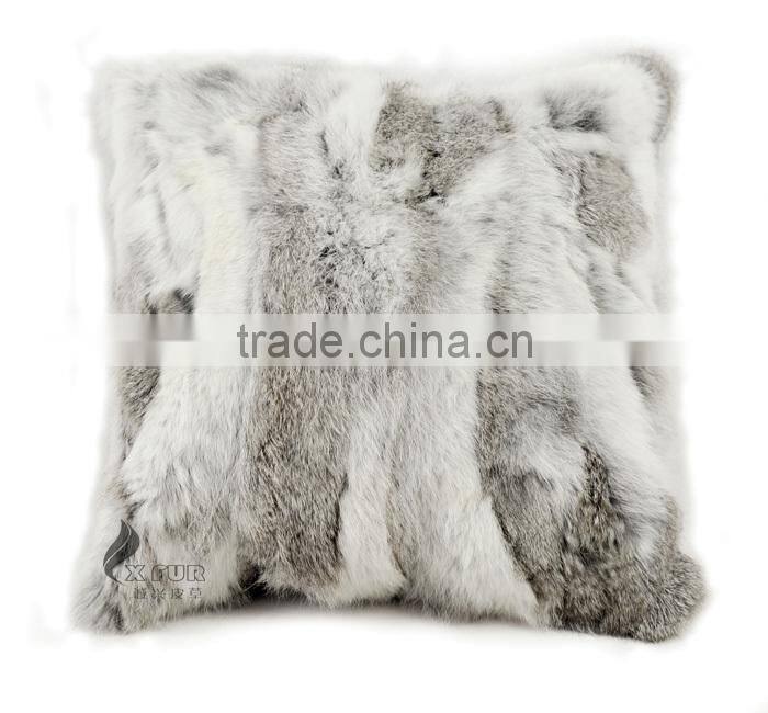 CX-D-17A Super Quality Winter Genuine Tibetan Sheep Rabbit Fur Decorative Pillow Case