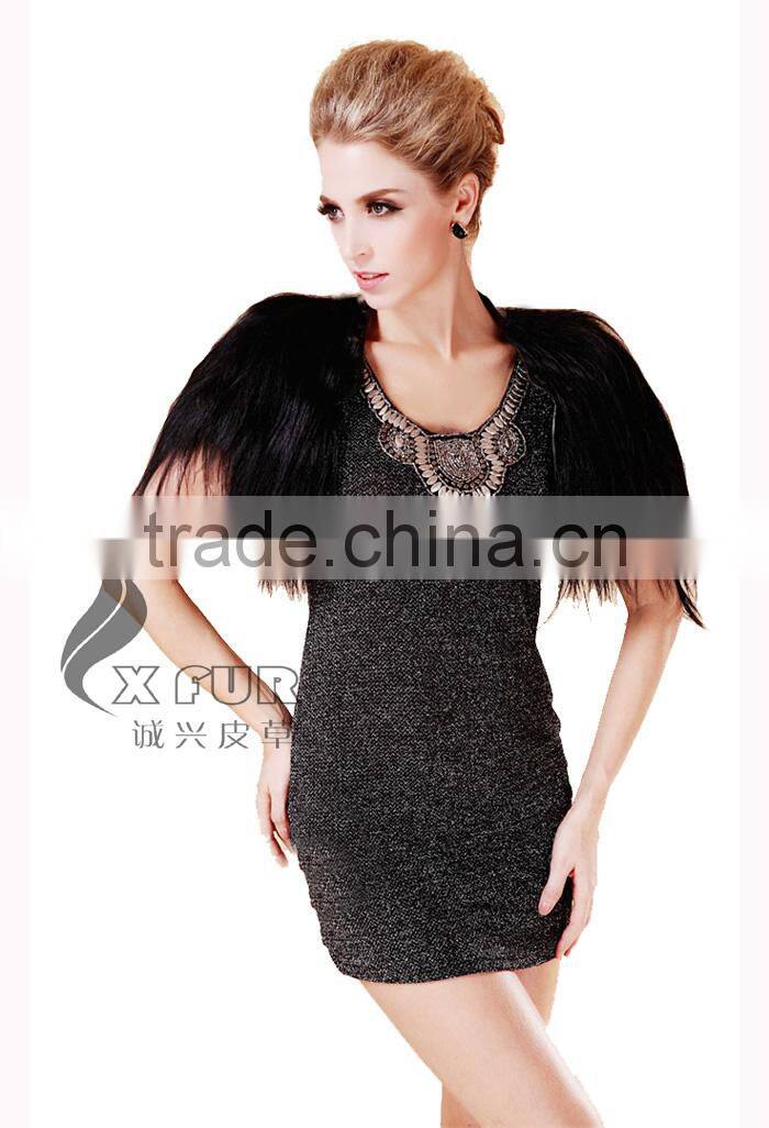 CX-B-19 Hot Sale Fashion Lady Women Mongolian Lamb Fur Shawl For Evening Dress