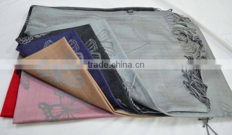 The latest large 100%rayon soft designer jacquard butterfly shawl